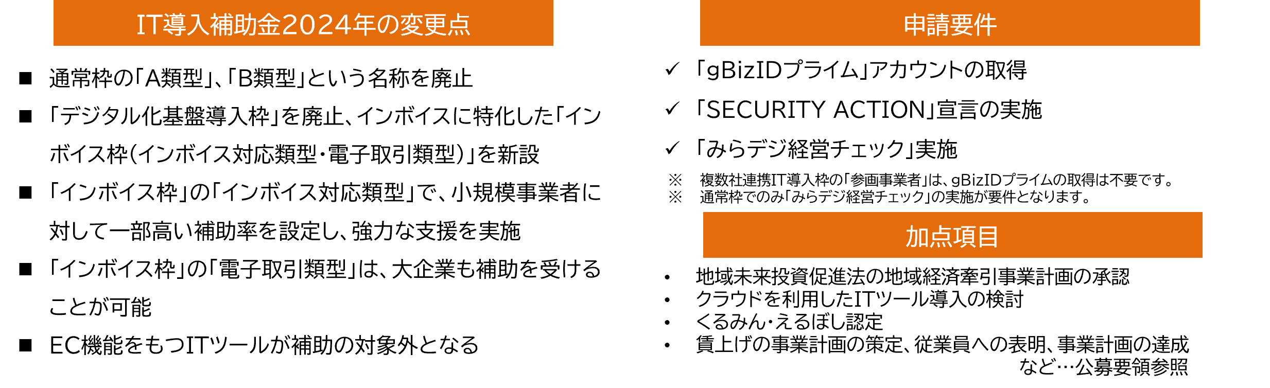 IT導入補助金2024年の変更点、申請要件、加点項目