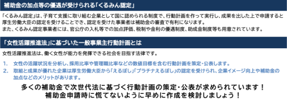 補助金の優遇・一般事業主行動計画